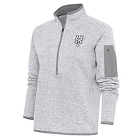 Women's Antigua  Heather Gray New York Mets Brushed Metallic Fortune Half-Zip Pullover Jacket
