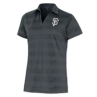 Women's Antigua  Charcoal San Francisco Giants Brushed Metallic Compass Polo