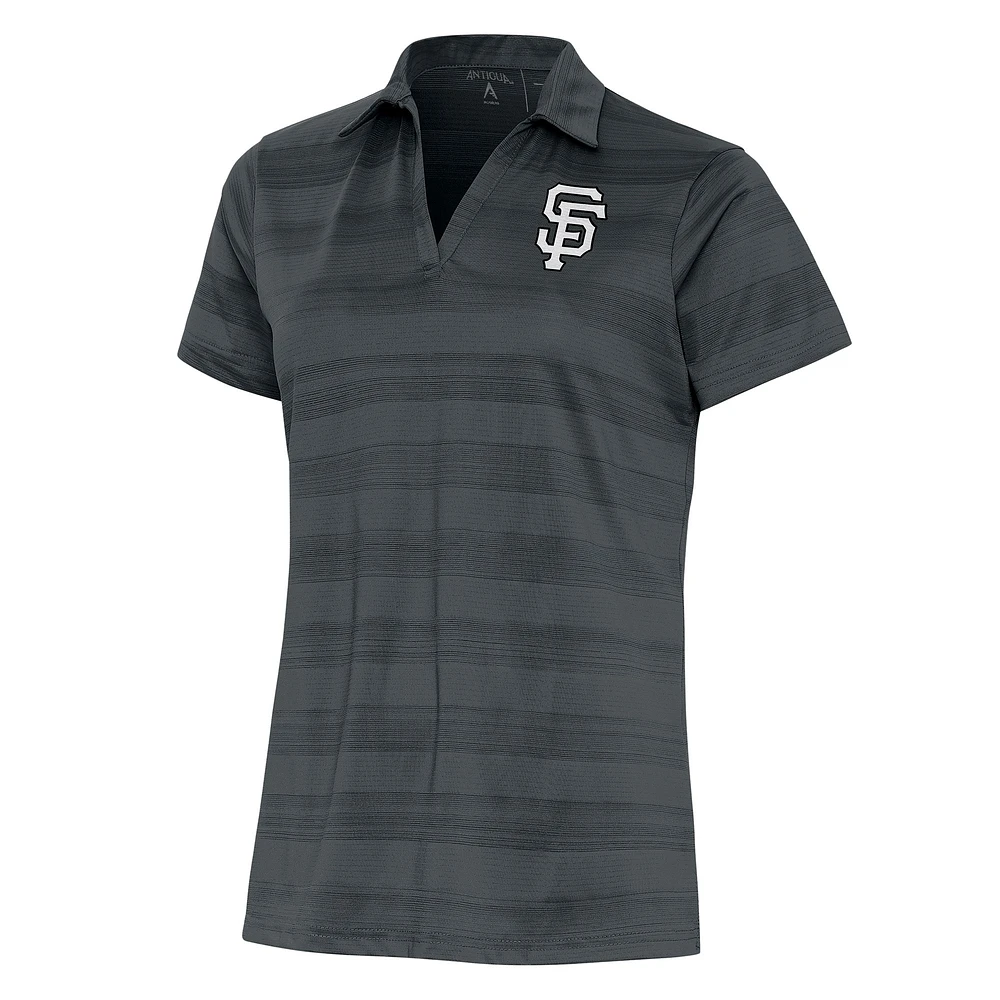 Women's Antigua Charcoal San Francisco Giants Brushed Metallic Compass Polo