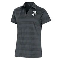 Women's Antigua  Charcoal San Francisco Giants Brushed Metallic Compass Polo