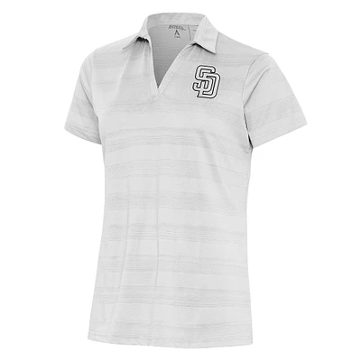 Women's Antigua  White San Diego Padres Brushed Metallic Compass Polo