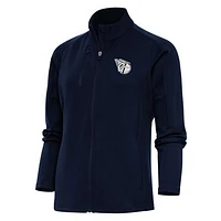 Women's Antigua  Navy Cleveland Guardians Brushed Metallic Generation Full-Zip Jacket
