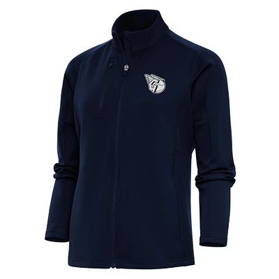 Women's Antigua  Navy Cleveland Guardians Brushed Metallic Generation Full-Zip Jacket