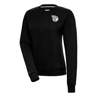 Women's Antigua  Black Cleveland Guardians Brushed Metallic Victory Pullover Sweatshirt