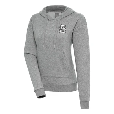 Women's Antigua  Heather Gray St. Louis Cardinals Brushed Metallic Victory Pullover Hoodie