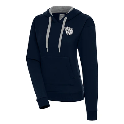 Women's Antigua  Navy Cleveland Guardians Brushed Metallic Victory Pullover Hoodie