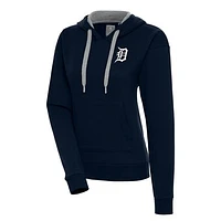 Women's Antigua  Navy Detroit Tigers Brushed Metallic Victory Pullover Hoodie