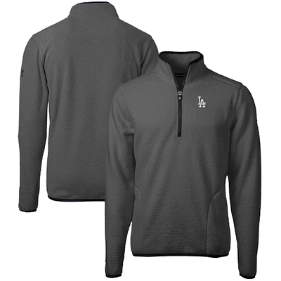 Men's Cutter & Buck  Gray Los Angeles Dodgers Cascade Eco Sherpa Fleece Quarter-Zip Pullover Jacket