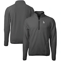 Men's Cutter & Buck  Gray Los Angeles Dodgers Cascade Eco Sherpa Fleece Quarter-Zip Pullover Jacket