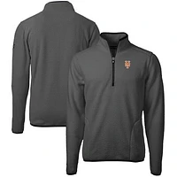 Men's Cutter & Buck  Gray New York Mets Cascade Eco Sherpa Fleece Quarter-Zip Pullover Jacket