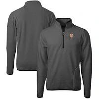 Men's Cutter & Buck  Gray New York Mets Cascade Eco Sherpa Fleece Quarter-Zip Pullover Jacket
