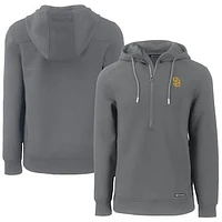 Men's Cutter & Buck  Gray San Diego Padres Roam Eco Half-Zip Recycled Pullover Hoodie