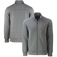 Men's Cutter & Buck  Gray Cleveland Guardians Roam Eco Recycled Full-Zip Jacket