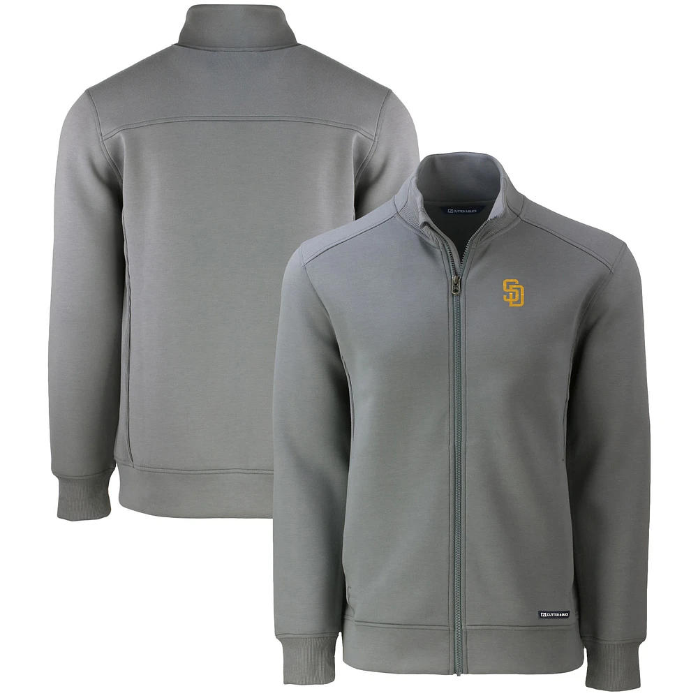 Men's Cutter & Buck Gray San Diego Padres Roam Eco Recycled Full-Zip Jacket