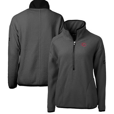 Women's Cutter & Buck  Gray Cincinnati Reds Roam Cascade Eco Sherpa Fleece Half-Zip Pullover Jacket