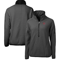 Women's Cutter & Buck  Gray Cincinnati Reds Roam Cascade Eco Sherpa Fleece Half-Zip Pullover Jacket