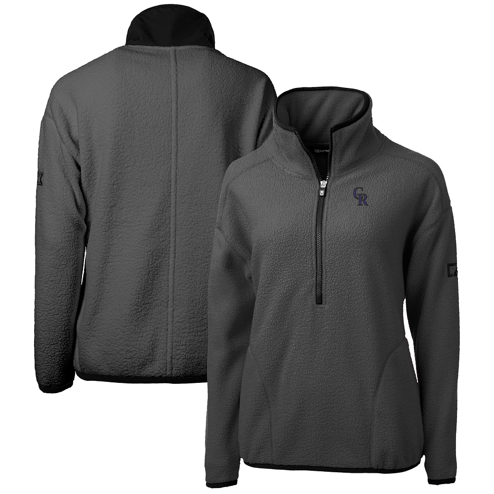 Women's Cutter & Buck Gray Colorado Rockies Roam Cascade Eco Sherpa Fleece Half-Zip Pullover Jacket