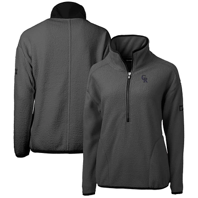 Women's Cutter & Buck  Gray Colorado Rockies Roam Cascade Eco Sherpa Fleece Half-Zip Pullover Jacket