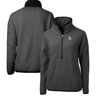 Women's Cutter & Buck  Gray Los Angeles Dodgers Roam Cascade Eco Sherpa Fleece Half-Zip Pullover Jacket
