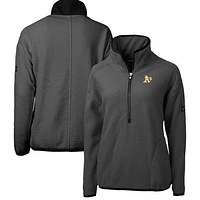 Women's Cutter & Buck Gray Athletics Roam Cascade Eco Sherpa Fleece Half-Zip Pullover Jacket