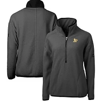 Women's Cutter & Buck Gray Athletics Roam Cascade Eco Sherpa Fleece Half-Zip Pullover Jacket