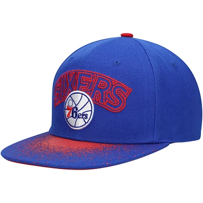 Men's Mitchell & Ness Blue Philadelphia 76ers Hardwood Classics Energy Re-Take Speckle Brim Snapback Hat