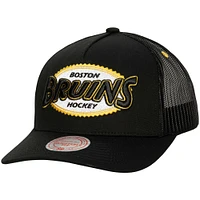 Men's Mitchell & Ness Black Boston Bruins Team Seal Trucker Snapback Hat