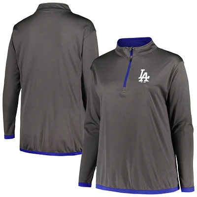 Women's Profile Charcoal Los Angeles Dodgers Plus Quarter-Zip Jacket