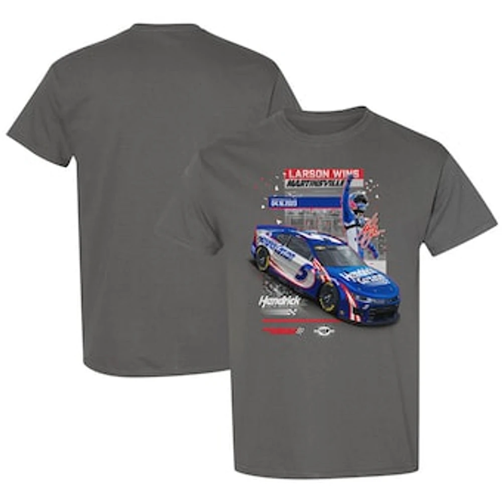 Men's Checkered Flag Sports Charcoal Kyle Larson 2023 Martinsville Speedway Race Winner T-Shirt