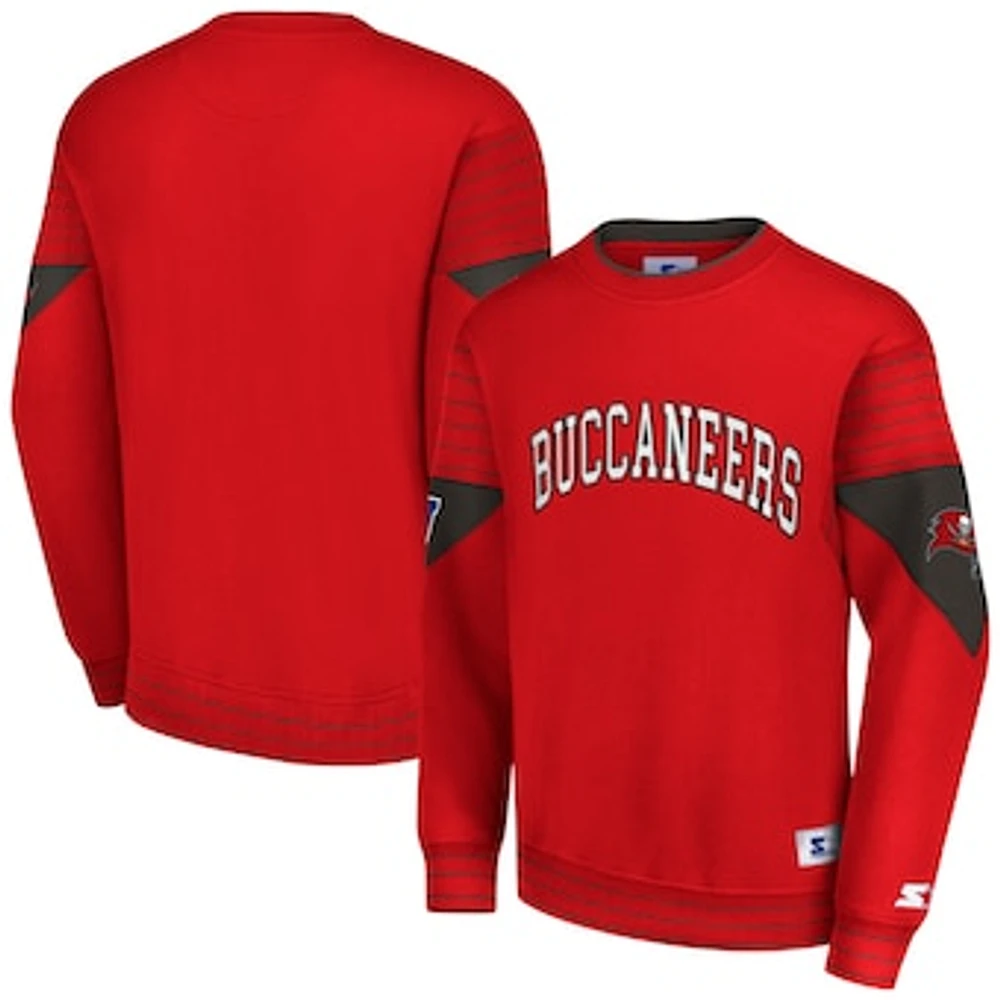 Men's Starter Red Tampa Bay Buccaneers Face-Off Pullover Sweatshirt