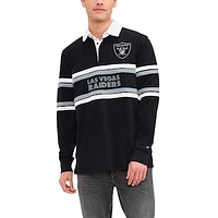 Men's Tommy Hilfiger Black Las Vegas Raiders Cory Varsity Rugby Long Sleeve T-Shirt