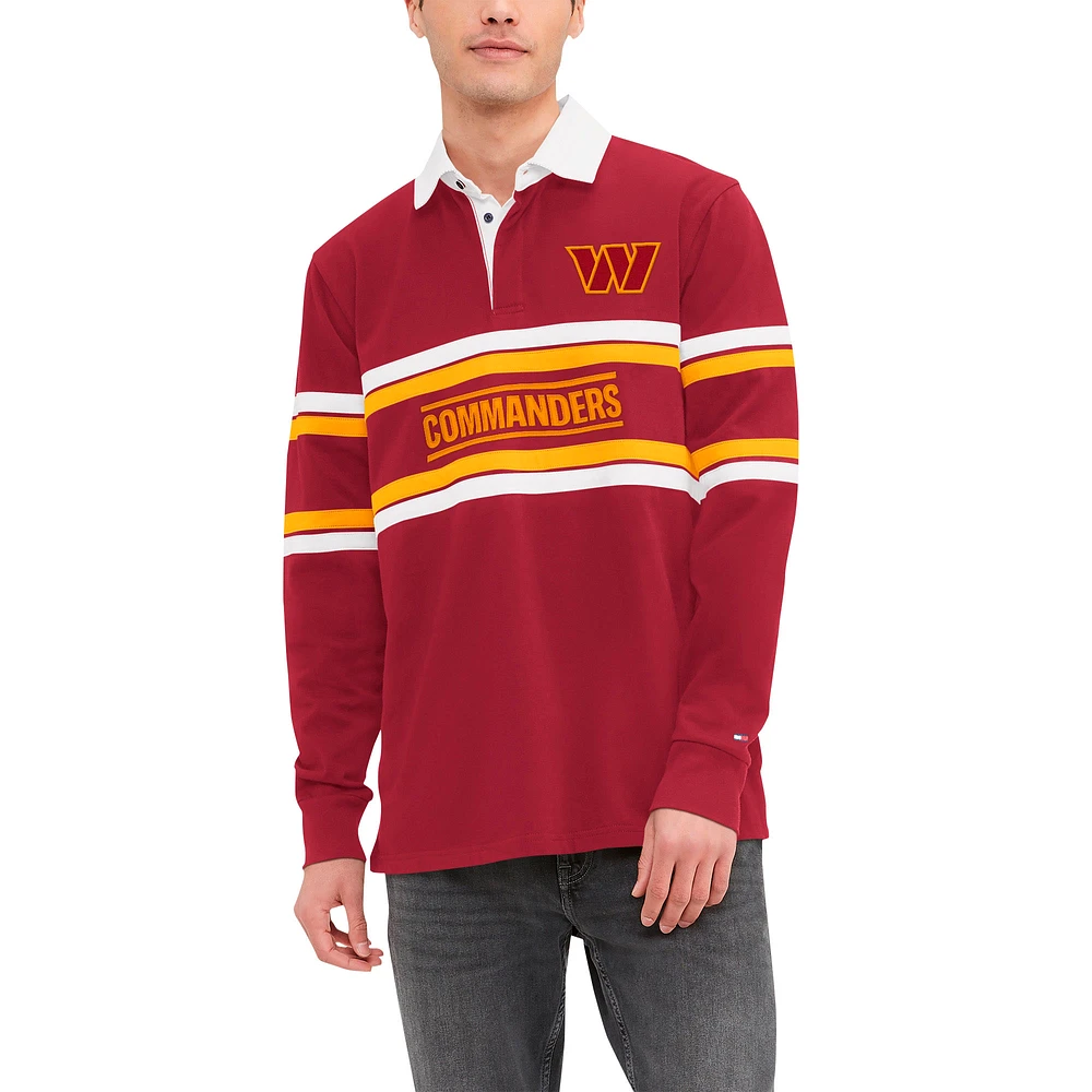 Men's Tommy Hilfiger Burgundy Washington Commanders Cory Varsity Rugby Long Sleeve T-Shirt