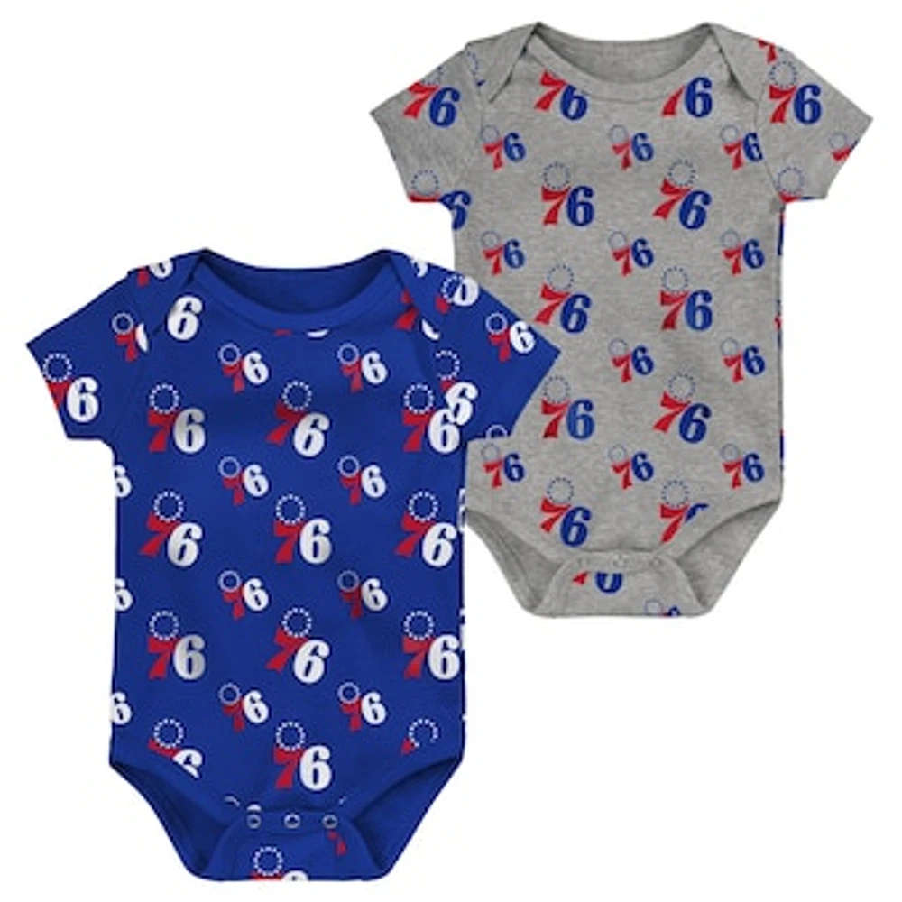 Infant Royal/Gray Philadelphia 76ers Two-Pack Double Up Bodysuit Set