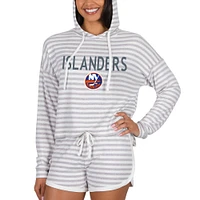 Women's Concepts Sport  Cream New York Islanders Visibility Long Sleeve Hoodie T-Shirt & Shorts Set