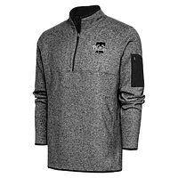 Men's Antigua Heather Black Philadelphia Phillies Metallic Fortune Quarter-Zip Pullover Jacket