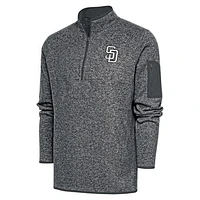 Men's Antigua Graphite San Diego Padres Metallic Fortune Quarter-Zip Pullover Jacket