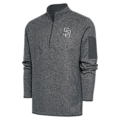 Men's Antigua Graphite San Diego Padres Metallic Fortune Quarter-Zip Pullover Jacket