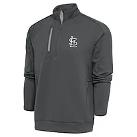 Men's Antigua Gray St. Louis Cardinals Metallic Generation Quarter-Zip Pullover Top