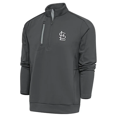 Men's Antigua Gray St. Louis Cardinals Metallic Generation Quarter-Zip Pullover Top