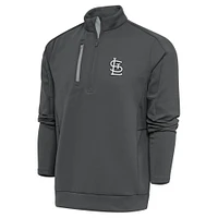 Men's Antigua Gray St. Louis Cardinals Metallic Generation Quarter-Zip Pullover Top