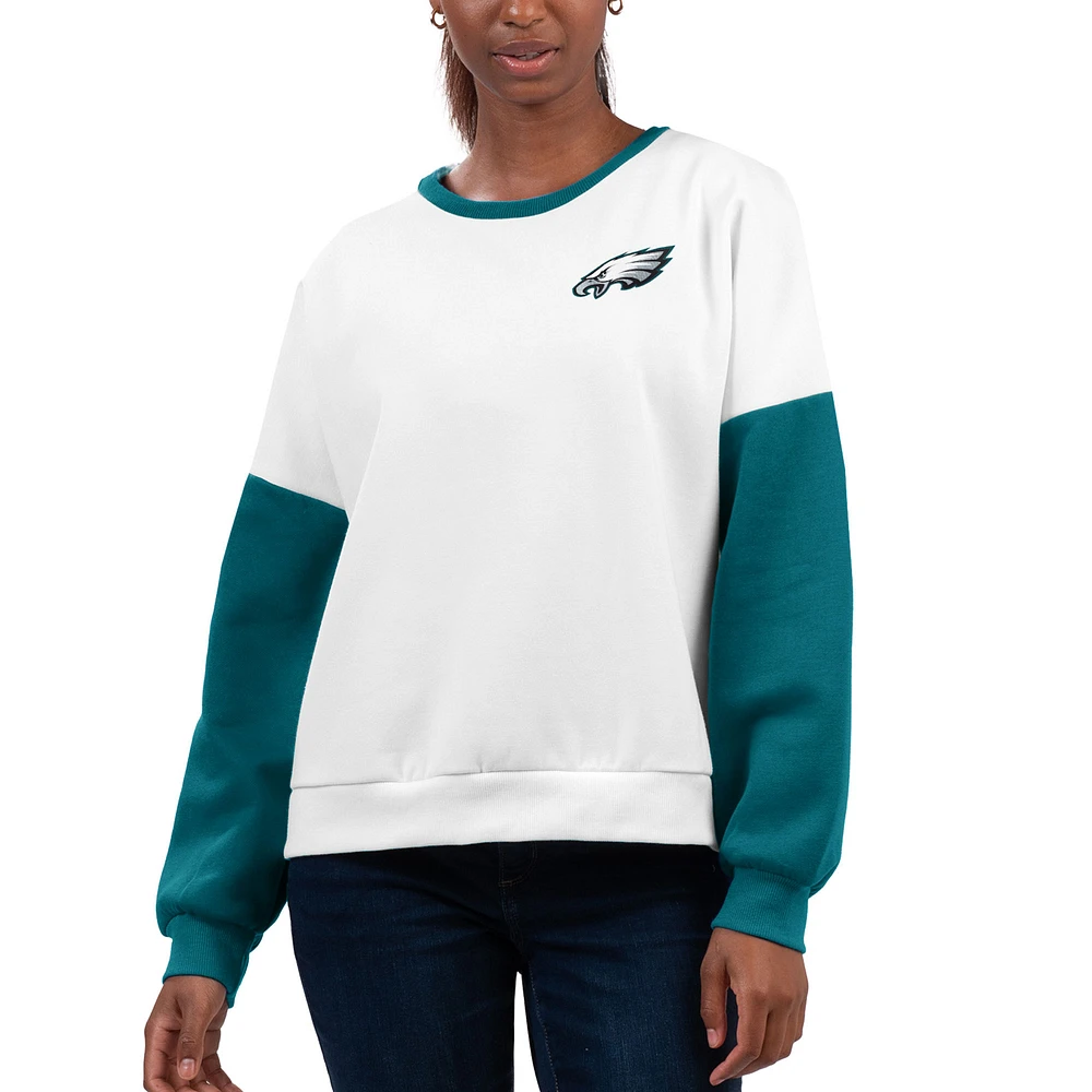 Women's G-III 4Her by Carl Banks White Philadelphia Eagles A-Game Pullover Sweatshirt