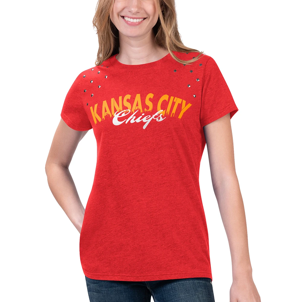 Women's G-III 4Her by Carl Banks Heathered Red Kansas City Chiefs Main Game T-Shirt