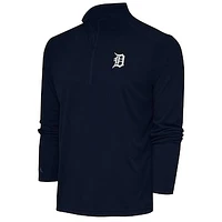 Men's Antigua Navy Detroit Tigers Metallic Tribute Quarter-Zip Top