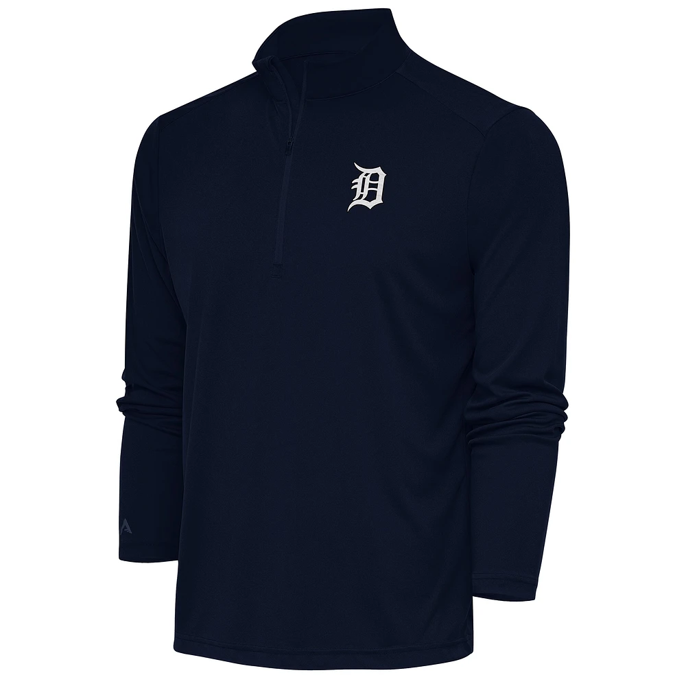 Men's Antigua Navy Detroit Tigers Metallic Tribute Quarter-Zip Top