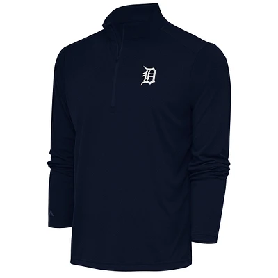 Men's Antigua Navy Detroit Tigers Metallic Tribute Quarter-Zip Top