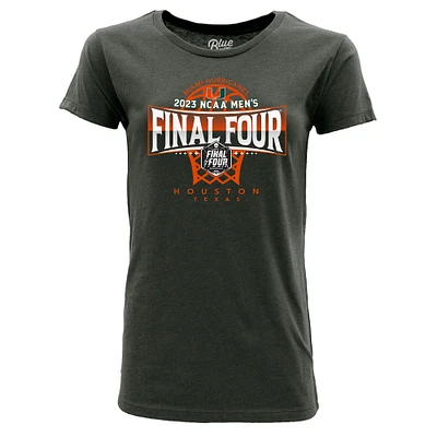 Women's Blue 84 Charcoal Miami Hurricanes 2023 NCAA Men's Basketball Tournament March Madness Final Four T-Shirt