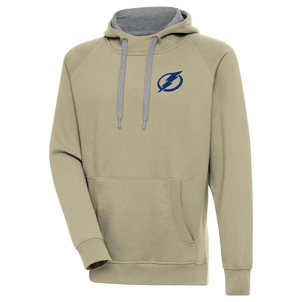 Men's Antigua Khaki Tampa Bay Lightning Victory Pullover Hoodie