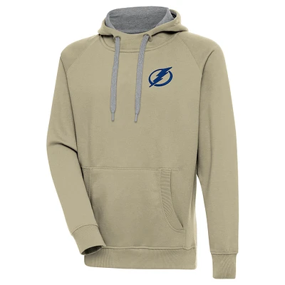 Men's Antigua Khaki Tampa Bay Lightning Victory Pullover Hoodie