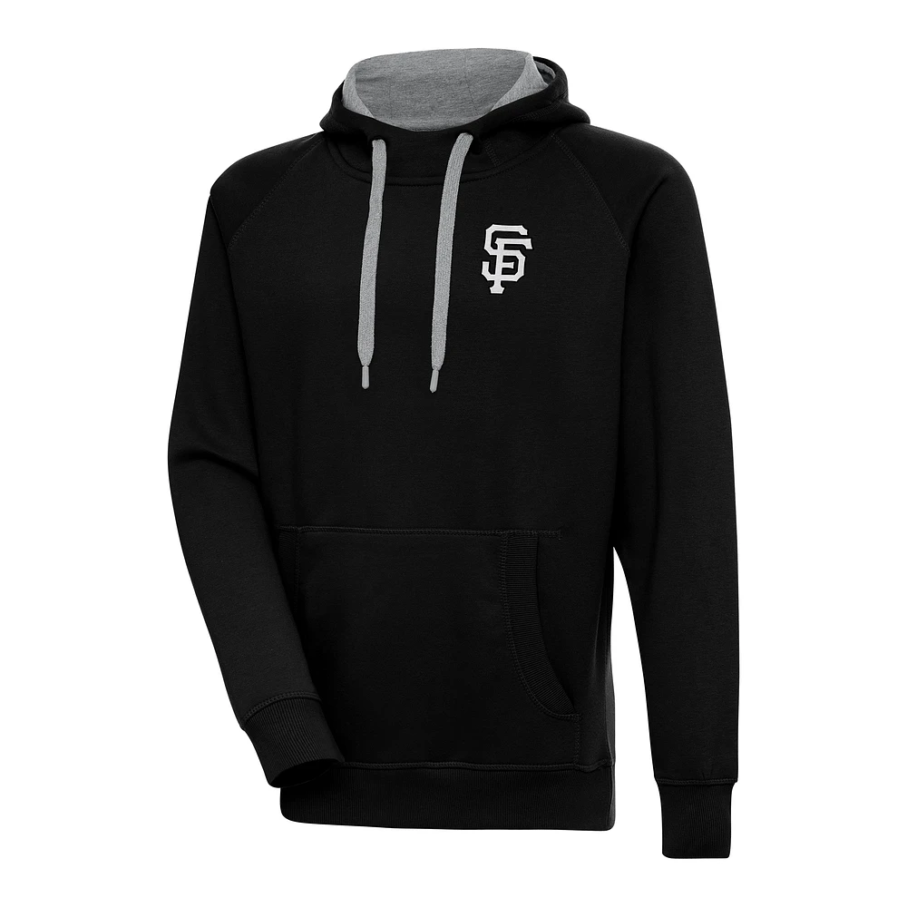 Men's Antigua Black San Francisco Giants Metallic Victory Pullover Hoodie