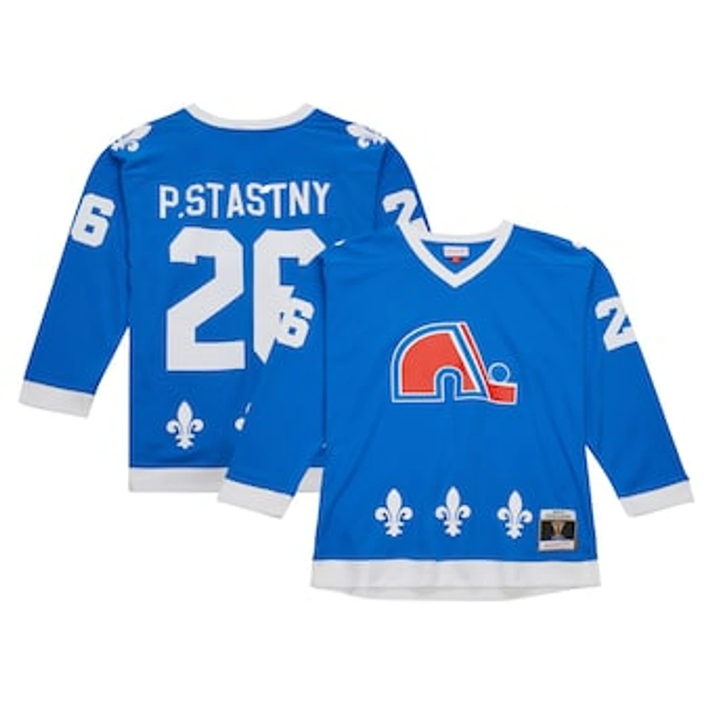 Men's Mitchell & Ness Peter Stastny Blue Quebec Nordiques  1980/81 Line Player Jersey